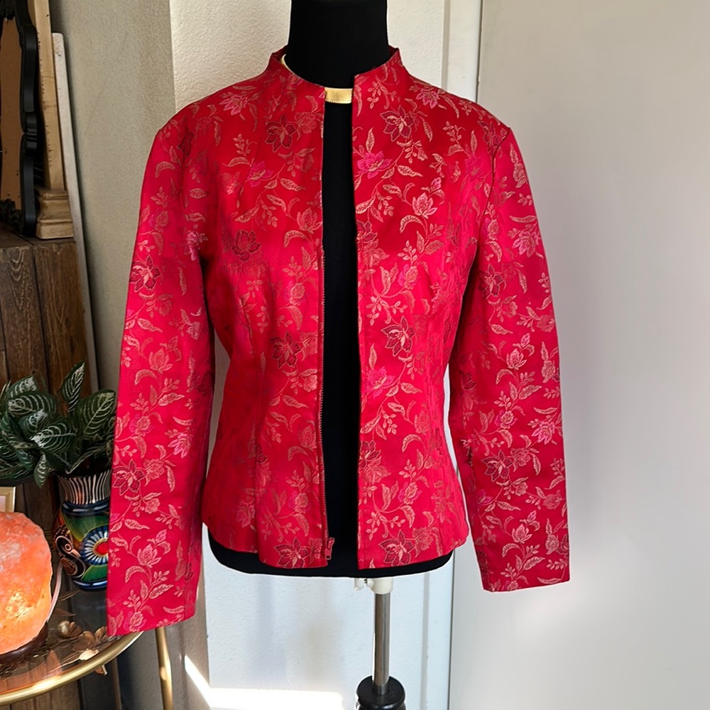 Vibrant Y2K ❤️ red zip up cardigan blazer size 4/ Small